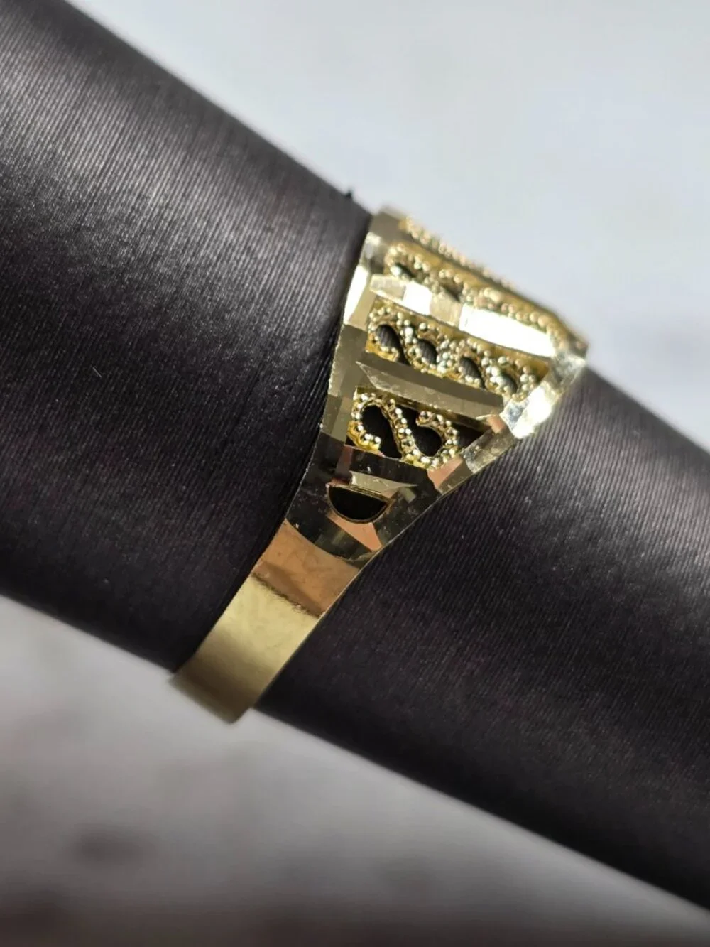 Womens 10K Yellow Gold Modernist Filigree Ring 1.3g E7938